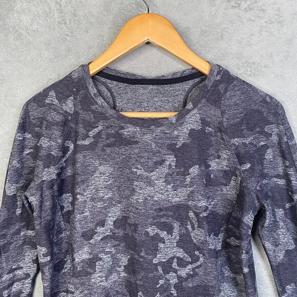 Lululemon Women Runderful Long Sleeve Shirt Size 12 Incognito Camo Activewear - Picture 4 of 11